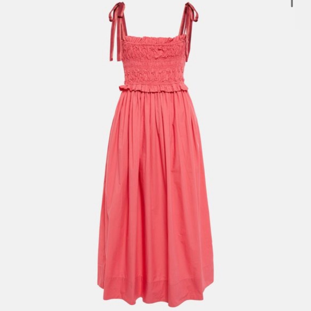 Women's Red Akshara Smocked Cotton